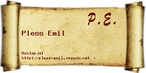 Pless Emil névjegykártya