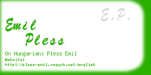 emil pless business card